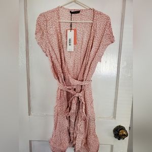 summer wrap dress with ruffle trim